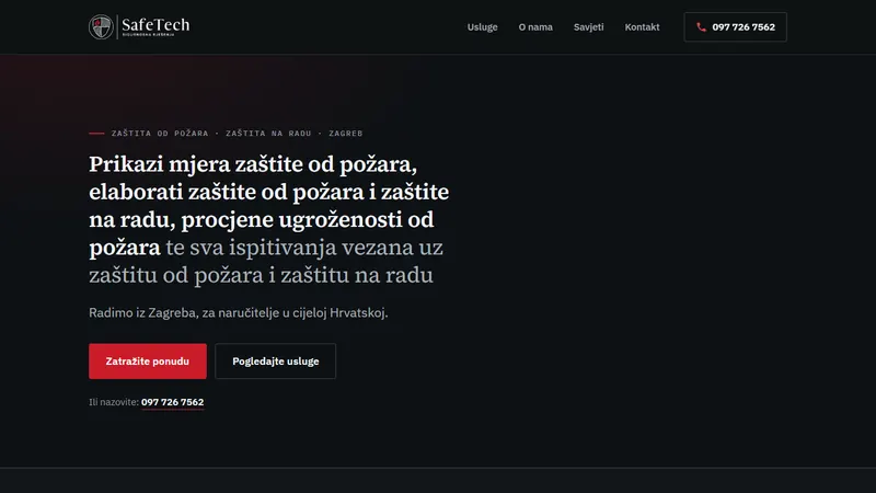 Naslovnica stranice SafeTech